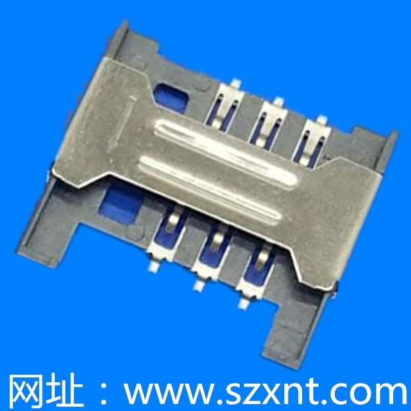 SIM卡座 hinged type 6Pin (H=1.8mm)無柱無偵測