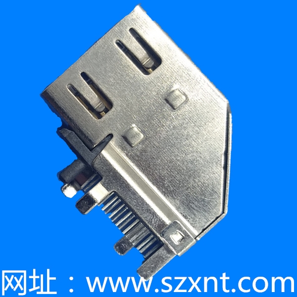 HDMI 側(cè)插--HDMI側(cè)插銅殼鍍鎳兩K腳兩直腳 兩K腳邊距7.80 針長(zhǎng)2.3